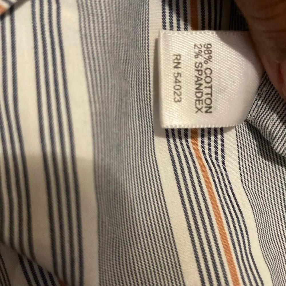 Banana Republic‎ Button Up Shirt Blue Orange Striped Long Sleeve Mens XL